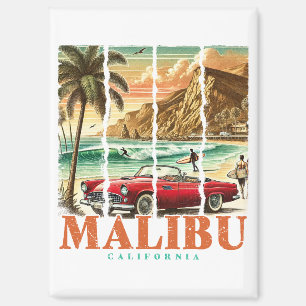 Malibu California - Sports Car Scenic Coastal View Magnet