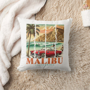Malibu California - Sports Car Scenic Coastal View Throw Pillow