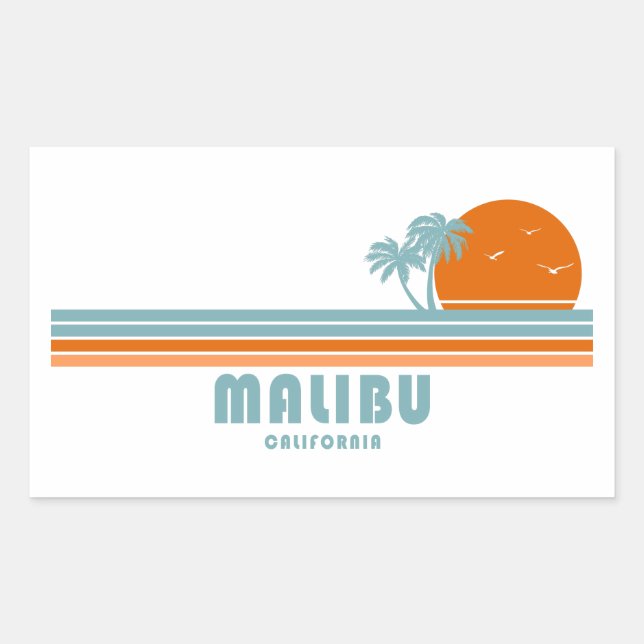 Malibu California Sun Palm Trees Sticker (Front)