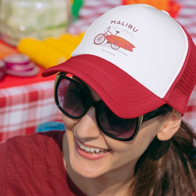 Malibu California Vintage Beach SurfingSurf Trucker Hat (Creator Uploaded)