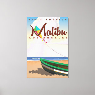 Malibu California Vintage Travel Poster Canvas Print