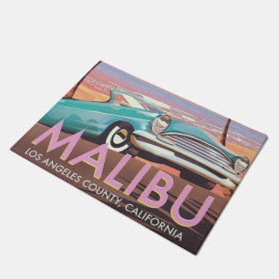 Malibu, Los Angeles, California travel poster Doormat