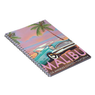 Malibu, Los Angeles, California travel poster Notebook