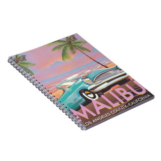 Malibu, Los Angeles, California travel poster Notebook