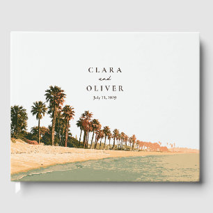 Malibu Palm Coast Watercolor Keepsake Wedding Guest Book