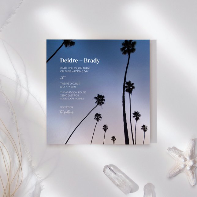 Malibu Palm Trees • Wedding Invitation • Boho Blue (Creator Uploaded)