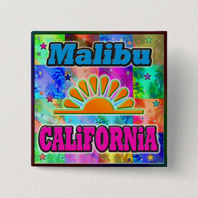 Malibu Sun & Palms Button (Front)