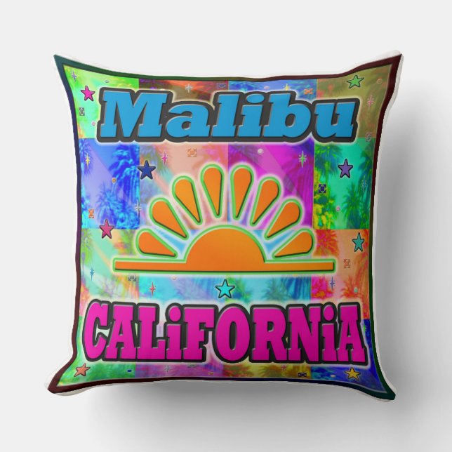 Malibu Sun & Palms Pillow (Front)