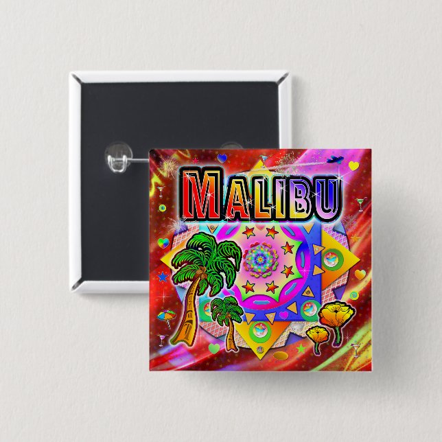 Malibu Tropical Friends Button (Front & Back)