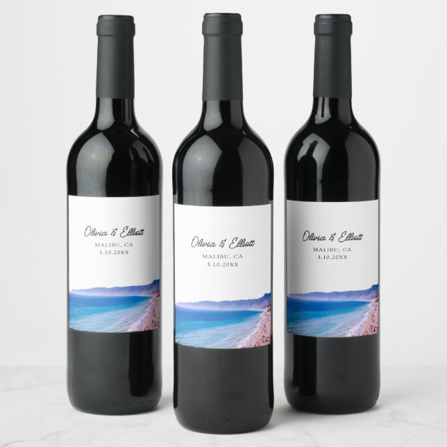 Malibu Wedding Favour Personalized Wine Label (Bottles)