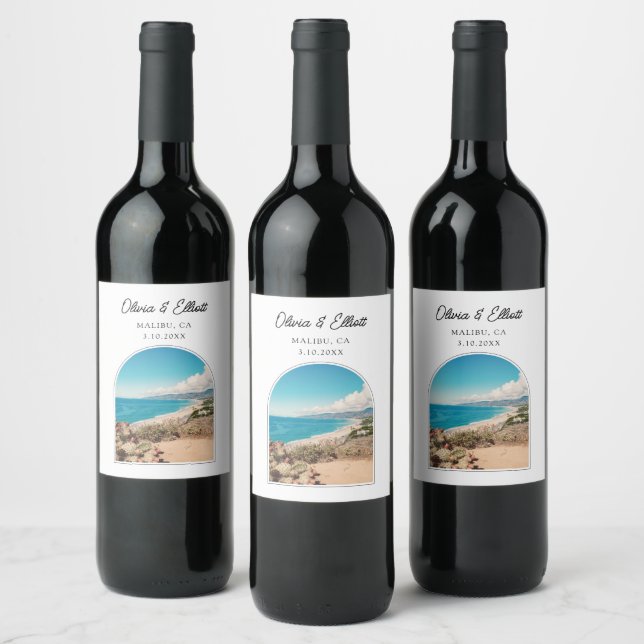Malibu Wedding Favour Personalized Wine Label (Bottles)