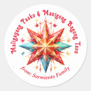 Maligayang Pasko at Manigong Bagong Taon Classic Round Sticker