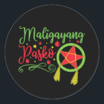 Maligayang Pasko Christmas Filipino Philippines Classic Round Sticker<br><div class="desc">This cool Filipino Christmas design is perfect for men,  women,  or kids from the Philippines or of Filipino descent. It is great for Christmas season or for a family photo.</div>