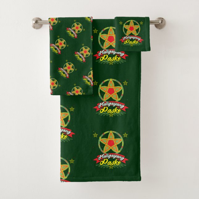Maligayang Pasko Filipino Christmas Philippines Bath Towel Set (Insitu)