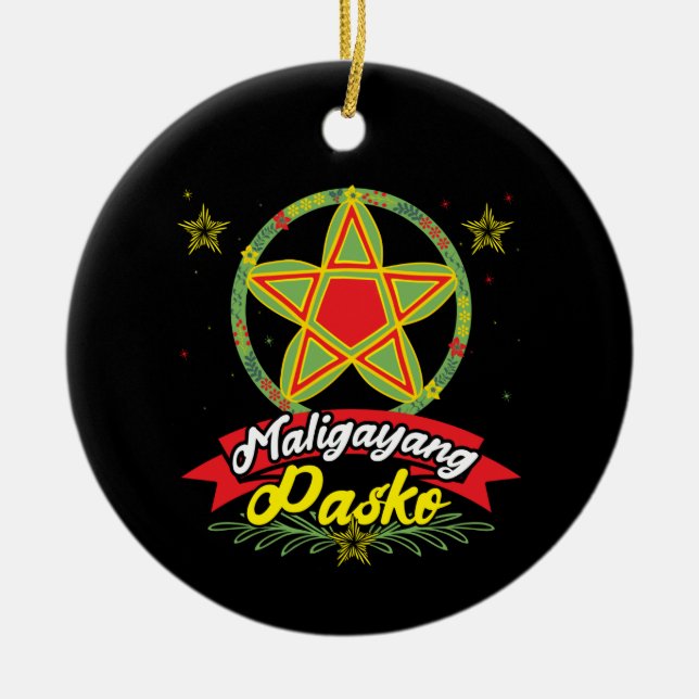 Maligayang Pasko Filipino Christmas Philippines Ceramic Ornament (Front)