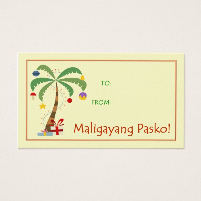 Maligayang Pasko Gift Tag - Christmas Palm Tree (Front)