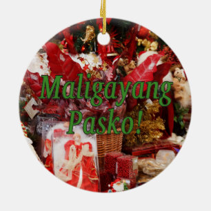 Maligayang Pasko! Merry Christmas in Tagalog gf Ceramic Ornament