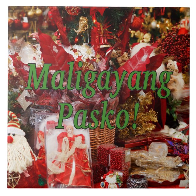 Maligayang Pasko! Merry Christmas in Tagalog gf Tile (Front)