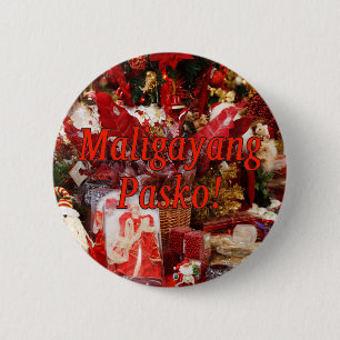 Maligayang Pasko! Merry Christmas in Tagalog rf 2 Inch Round Button