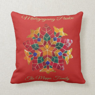 Maligayang Pasko with "Parol" theme Throw Pillow