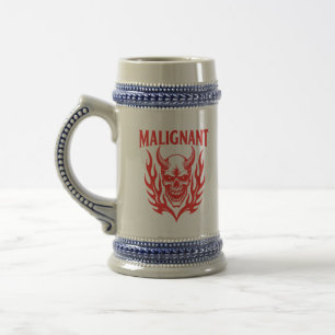 Malignant Demon Skull – Fiery Horror Graphic Tee Beer Stein