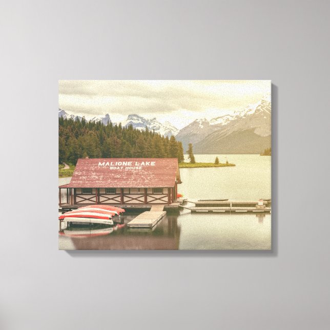 Maligne Lake Boat House Canvas Print (Front)