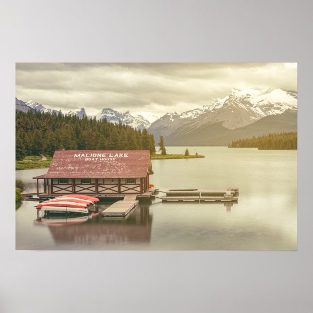 Maligne Lake Boat House Poster (Front)
