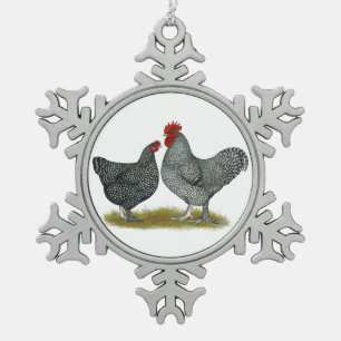Maline Chickens Snowflake Pewter Christmas Ornament