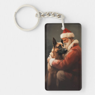 Malinois Belge avec le Père Noël Fête de Noël