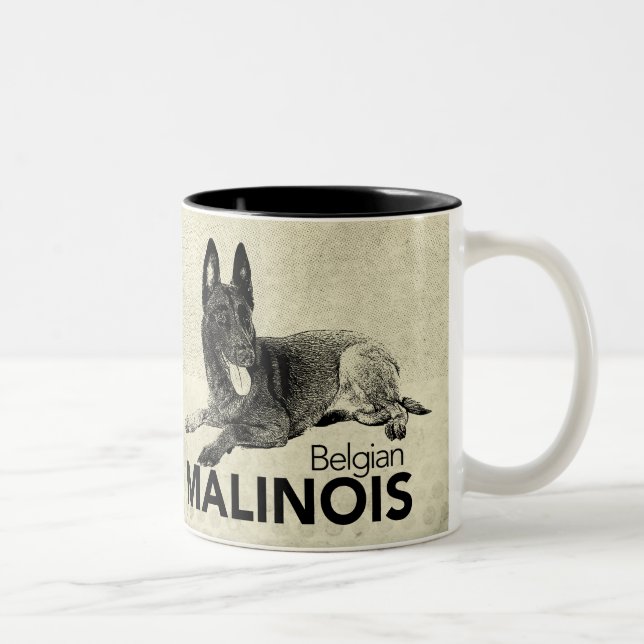 Malinois - Belgian shepherd -Mechelaar -Maligator Two-Tone Coffee Mug (Right)