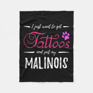 Malinois Dog Lover Tattoo Funny Dog Mom Gift Idea Fleece Blanket