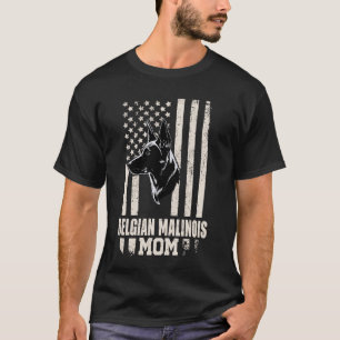 Malinois Dog Mom American Flag Gifts for Women Mam T-Shirt