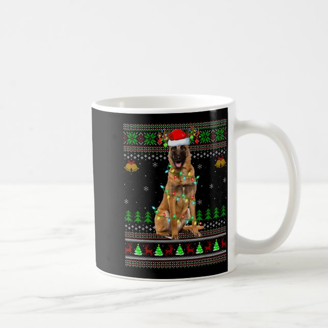 Malinois Dog Ugly Christmas Sweaters Holiday Santa Coffee Mug (Right)