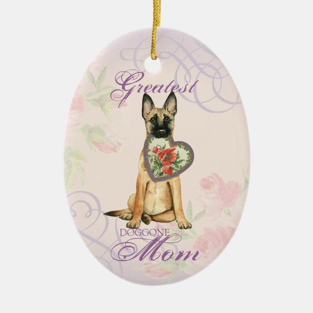 Malinois Heart Maman Ornement céramique (Devant)