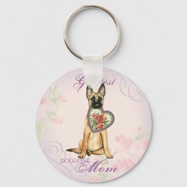 Malinois Heart Mom Keychain (Front)