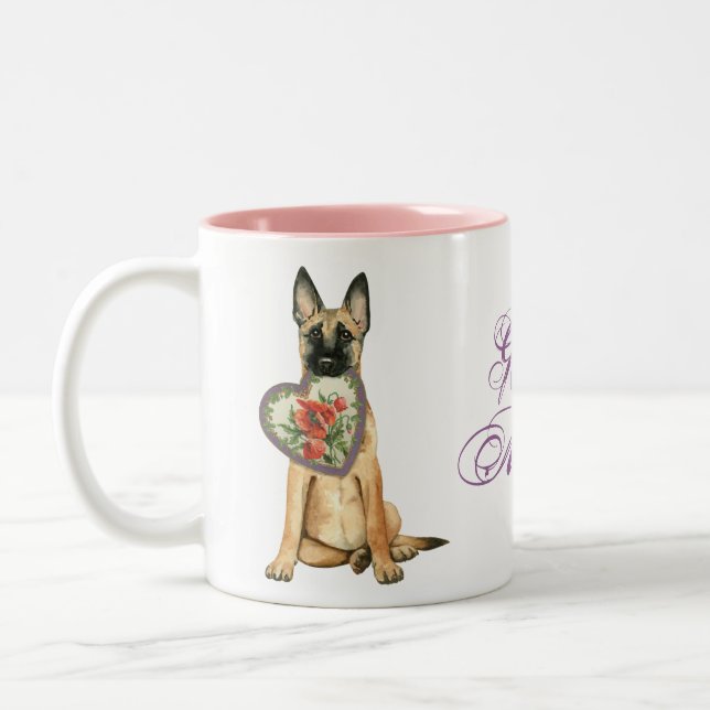 Malinois Heart Mom Two-Tone Coffee Mug (Left)