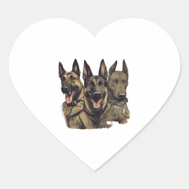 Malinois K-9 patrol dogs   Heart Sticker (Front)