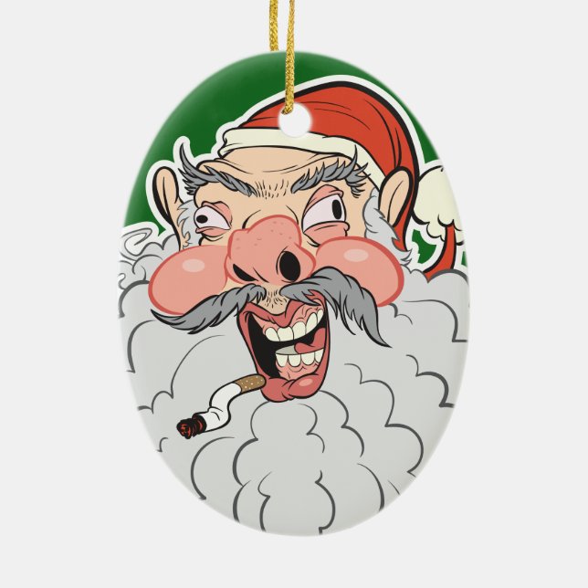 Mall Santa Ceramic Ornament (Back)