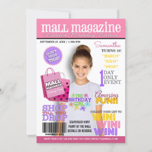 Mall Scavenger Hunt Birthday Party Invitation