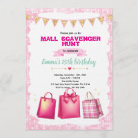 Mall Scavenger Hunt Party invitation