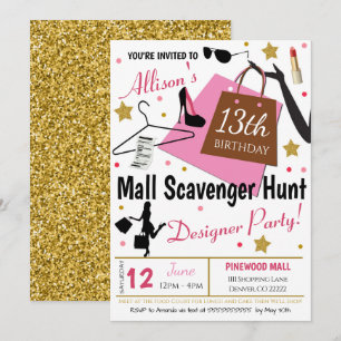 Mall Scavenger Hunt Party Invitation