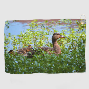 Mallard and Ducklings-Swimming by Shirley Taylor Golf Towel