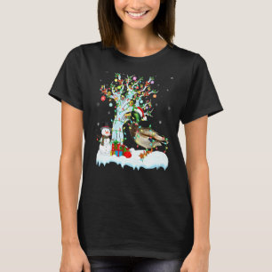 Mallard Bird Xmas Tree Lighting Santa Hat Mallard  T-Shirt