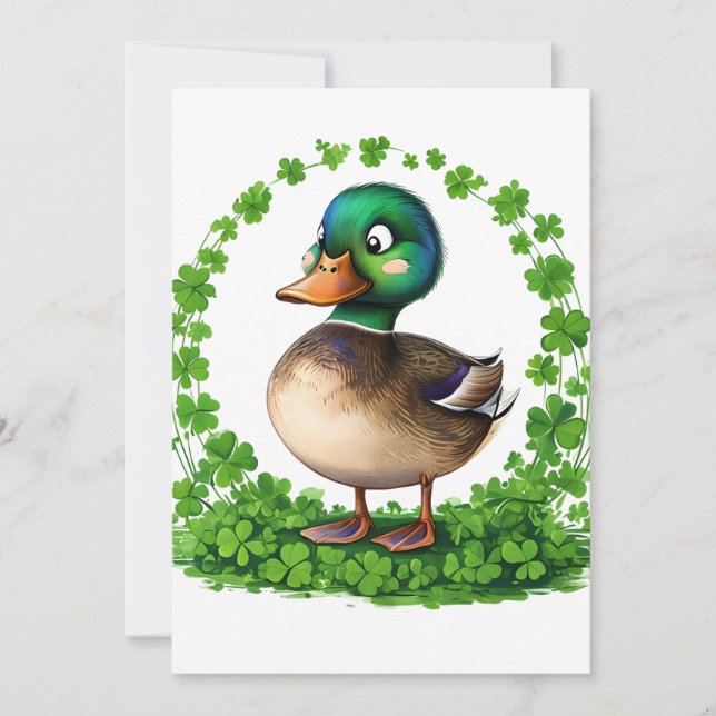 Mallard dans un cercle de clovers Invitation (Devant)