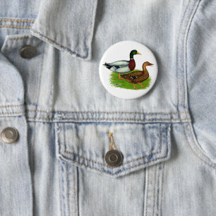 Mallard Drake and Duck 2 Inch Round Button