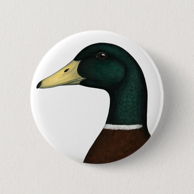 Mallard Drake Head 2 Inch Round Button (Front)