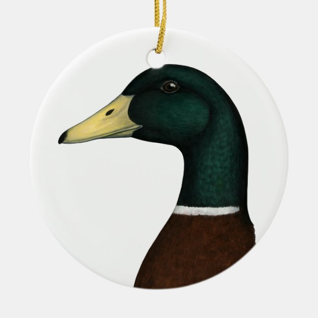 Mallard Drake Head Ceramic Ornament (Front)