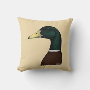 Mallard Drake Head Throw Pillow