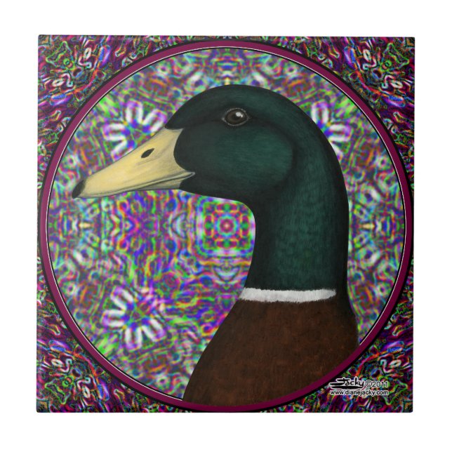 Mallard Drake Mosaic Circle Tile (Front)