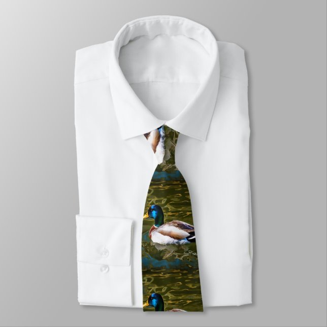 Mallard Duck Artistic Portrait Tie (Tied)